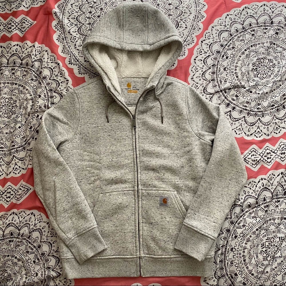 Carhartt Light Gray Marl Sherpa Full Zip Hoodie